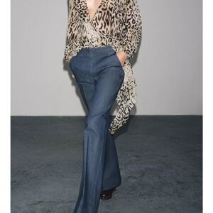 Zara Straight Leg Denim Trouser Pants NEW Large